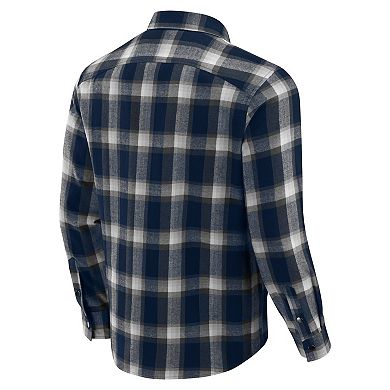 Men's Darius Rucker Collection by Fanatics Navy Michigan Wolverines Team Flannel Plaid Full-Snap Shirt