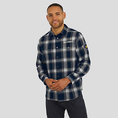 Men's Darius Rucker Collection by Fanatics Navy Michigan Wolverines Team Flannel Plaid Full-Snap Shirt
