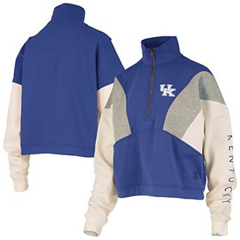 Women's Pressbox Royal Kentucky Wildcats Ferrara Color Block Quarter-Zip Sweatshirt