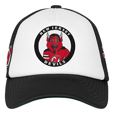 Youth Mitchell & Ness White New Jersey Devils Mascot Adjustable Trucker Hat