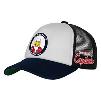 Youth Mitchell & Ness White Washington Capitals Mascot Adjustable Trucker Hat