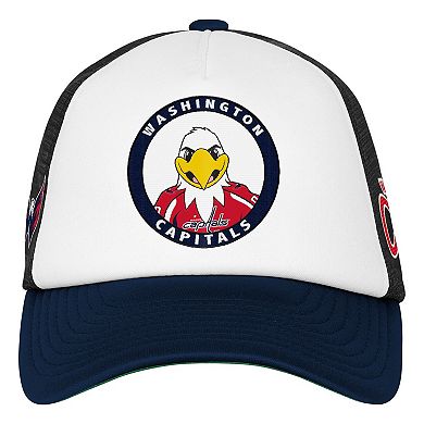 Youth Mitchell & Ness White Washington Capitals Mascot Adjustable Trucker Hat