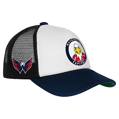 Youth Mitchell & Ness White Washington Capitals Mascot Adjustable Trucker Hat