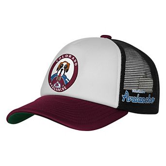 Youth Mitchell & Ness White Colorado Avalanche Mascot Adjustable Trucker Hat