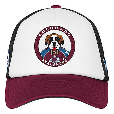 Youth Mitchell & Ness White Colorado Avalanche Mascot Adjustable Trucker Hat