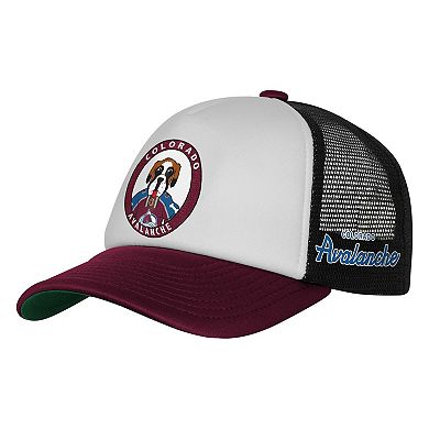 Youth Mitchell & Ness White Colorado Avalanche Mascot Adjustable Trucker Hat