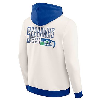 Men's Darius Rucker Collection by Fanatics Cream Seattle Seahawks Distressed Graphics Full-Zip Hoodie