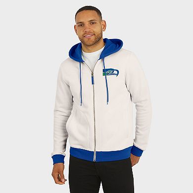 Men's Darius Rucker Collection by Fanatics Cream Seattle Seahawks Distressed Graphics Full-Zip Hoodie