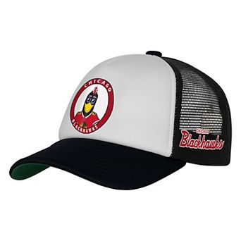Youth Mitchell & Ness White Chicago Blackhawks Mascot Adjustable Trucker Hat