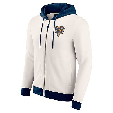 Men's Darius Rucker Collection by Fanatics Cream Chicago Bears Distressed Graphics Full-Zip Hoodie