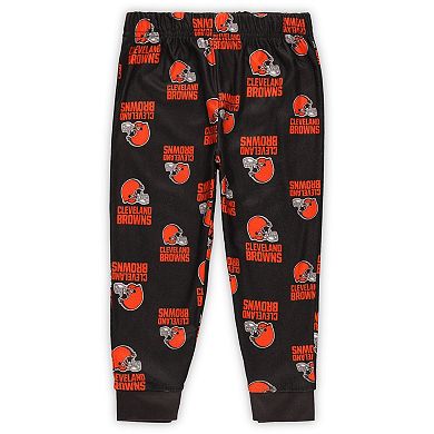 Toddler Outerstuff Brown Cleveland Browns All-Over-Print Long Sleeve T-Shirt and Pants Sleep Set