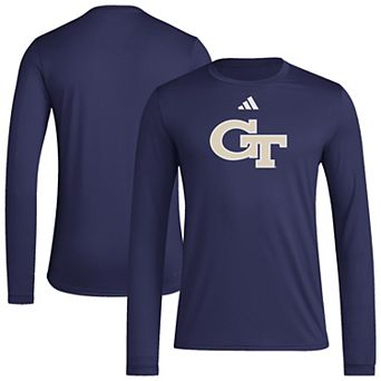 Men's adidas Navy Georgia Tech Yellow Jackets Primary Locker Logo Pre-Game Long Sleeve T-Shirt