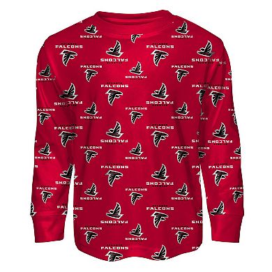 Toddler Outerstuff Red Atlanta Falcons All-Over-Print Long Sleeve T-Shirt and Pants Sleep Set
