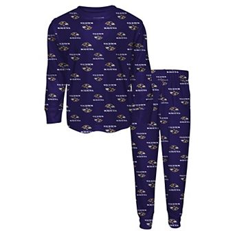 Toddler Outerstuff Purple Baltimore Ravens All-Over-Print Long Sleeve T-Shirt and Pants Sleep Set