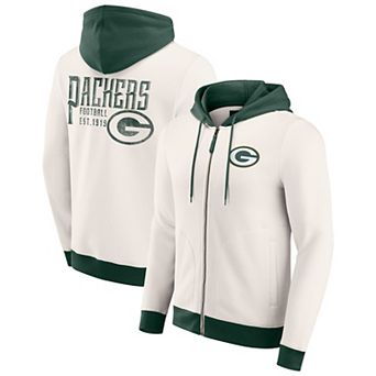 Men's Darius Rucker Collection by Fanatics Cream Green Bay Packers Distressed Graphics Full-Zip Hoodie