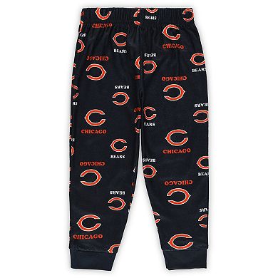 Toddler Outerstuff Navy Chicago Bears All-Over-Print Long Sleeve T-Shirt and Pants Sleep Set