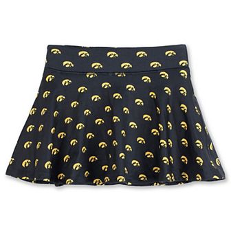 Girls Youth ZooZatz Black Iowa Hawkeyes All-Over Print Tennis Skort