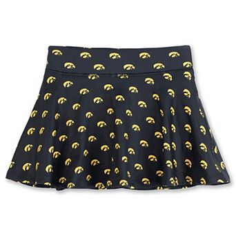 Girls Youth ZooZatz Black Iowa Hawkeyes All-Over Print Tennis Skort