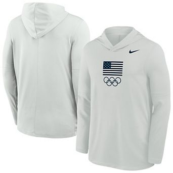 Men's Nike Gray Team USA Lightweight Dri-FIT Long Sleeve Hoodie T-Shirt