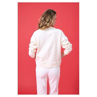 Women's Terez Cream New York Yankees Oversized Gemstone Logo Sweatshirt