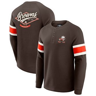 Men's Darius Rucker Collection by Fanatics Brown Cleveland Browns Waffle-Knit Raglan Long Sleeve Henley T-Shirt