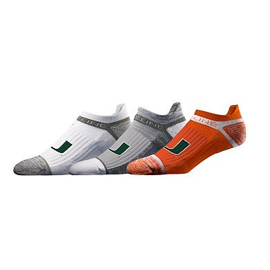 Unisex Strideline Miami Hurricanes Premium Low 3-Pack Ankle Socks Set
