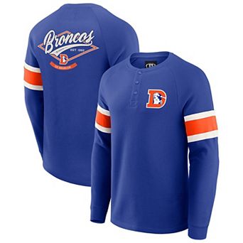 Men's Darius Rucker Collection by Fanatics Royal Denver Broncos Waffle-Knit Raglan Long Sleeve Henley T-Shirt