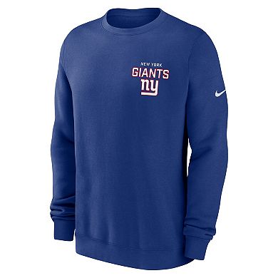 Men's Nike Royal New York Giants Primetime Club Fleece Pullover Sweatshirt