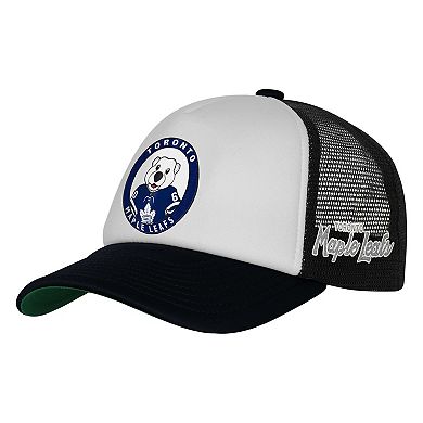 Youth Mitchell & Ness White Toronto Maple Leafs Mascot Adjustable Trucker Hat