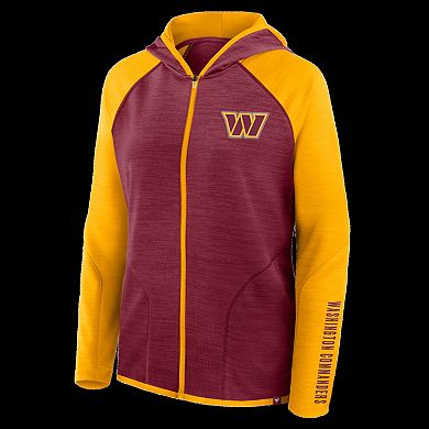 Women's Fanatics Burgundy/Gold Washington Commanders Redzone End Around Pass Raglan Full-Zip Hoodie