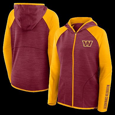 Women's Fanatics Burgundy/Gold Washington Commanders Redzone End Around Pass Raglan Full-Zip Hoodie