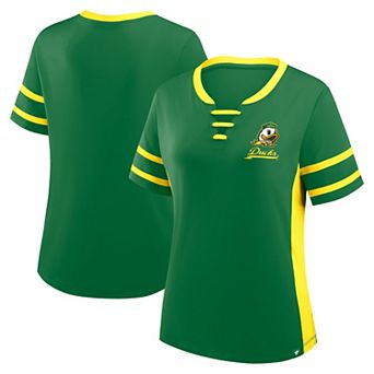 Women's Fanatics Green/Yellow Oregon Ducks Be Fearless Athena Lace-Up T-Shirt