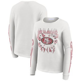 Women's WEAR by Erin Andrews White San Francisco 49ers Graphic Waffle Long-Sleeve T-Shirt