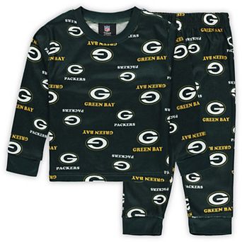 Toddler Outerstuff Green Green Bay Packers All-Over-Print Long Sleeve T-Shirt and Pants Sleep Set