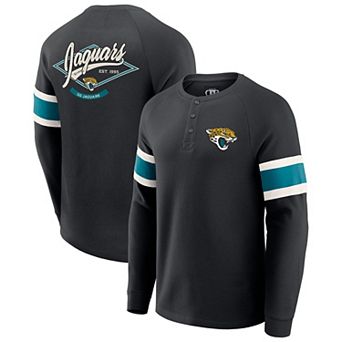 Men's Darius Rucker Collection by Fanatics Black Jacksonville Jaguars Waffle-Knit Raglan Long Sleeve Henley T-Shirt