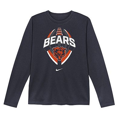 Toddler Nike Navy Chicago Bears Primetime Legend Icon Long Sleeve Performance T-Shirt