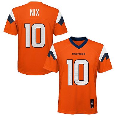 Youth Bo Nix Orange Denver Broncos Replica Player Jersey