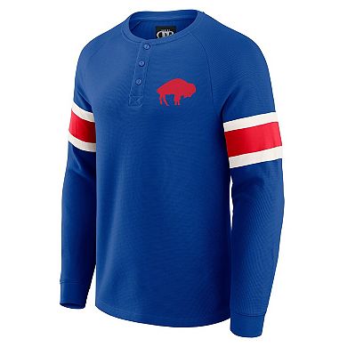 Men's Darius Rucker Collection by Fanatics Royal Buffalo Bills Waffle-Knit Raglan Long Sleeve Henley T-Shirt