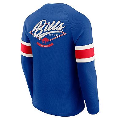 Men's Darius Rucker Collection by Fanatics Royal Buffalo Bills Waffle-Knit Raglan Long Sleeve Henley T-Shirt