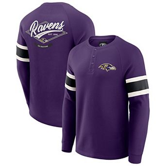 Men's Darius Rucker Collection by Fanatics Purple Baltimore Ravens Waffle-Knit Raglan Long Sleeve Henley T-Shirt