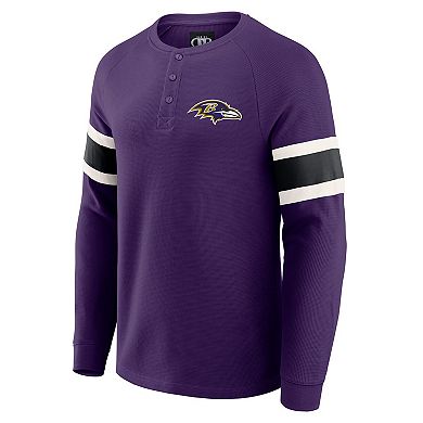 Men's Darius Rucker Collection by Fanatics Purple Baltimore Ravens Waffle-Knit Raglan Long Sleeve Henley T-Shirt