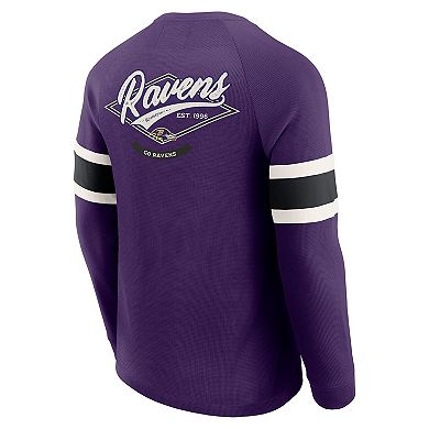 Men's Darius Rucker Collection by Fanatics Purple Baltimore Ravens Waffle-Knit Raglan Long Sleeve Henley T-Shirt