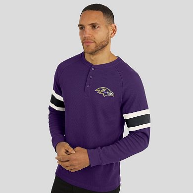 Men's Darius Rucker Collection by Fanatics Purple Baltimore Ravens Waffle-Knit Raglan Long Sleeve Henley T-Shirt