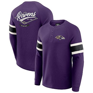 Men's Darius Rucker Collection by Fanatics Purple Baltimore Ravens Waffle-Knit Raglan Long Sleeve Henley T-Shirt