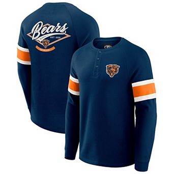 Men's Darius Rucker Collection by Fanatics Navy Chicago Bears Waffle-Knit Raglan Long Sleeve Henley T-Shirt