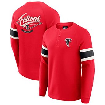 Men's Darius Rucker Collection by Fanatics Red Atlanta Falcons Waffle-Knit Raglan Long Sleeve Henley T-Shirt