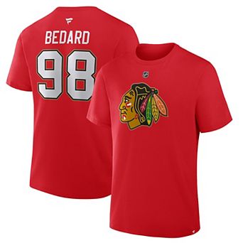 Men's Fanatics Connor Bedard Red Chicago Blackhawks Authentic Stack Name & Number T-Shirt