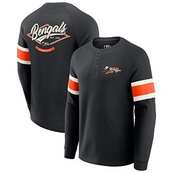 Men's Darius Rucker Collection by Fanatics Black Cincinnati Bengals Waffle-Knit Raglan Long Sleeve Henley T-Shirt