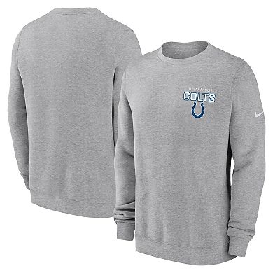 Men's Nike Heather Gray Indianapolis Colts Primetime Club Fleece Pullover Sweatshirt