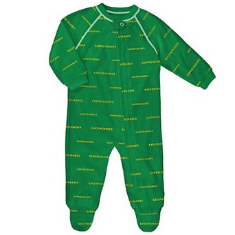 Infant Outerstuff Green Oregon Ducks All-Over Print Raglan Full-Zip Coverall